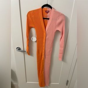 Staud Light Pink & Orange Bodycon Maxi Dress
